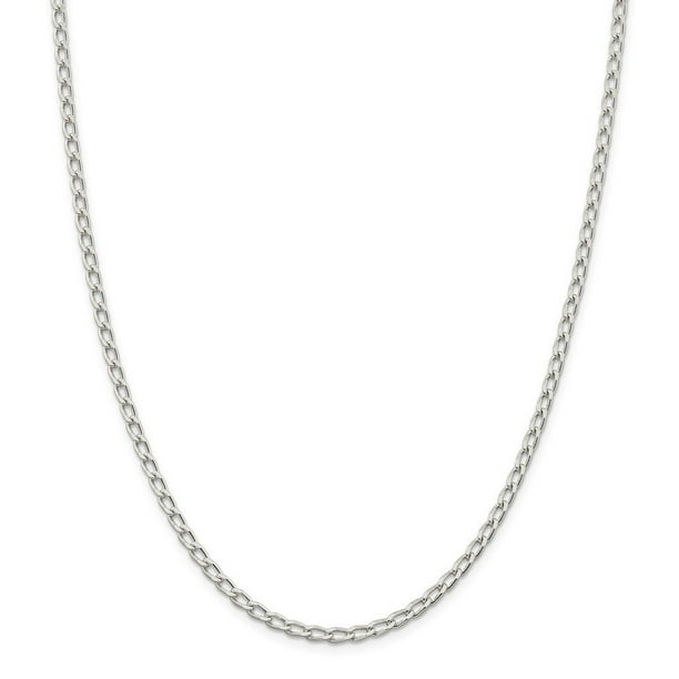 Sterling Silver Polished Solid 3.2mm Open Link Chain Necklace With Lobster Clasp Length 16 Inch Sterling Silver Polished Solid 3.2mm Open Link Chain Necklace With Lobster Clasp Length 16 Inch